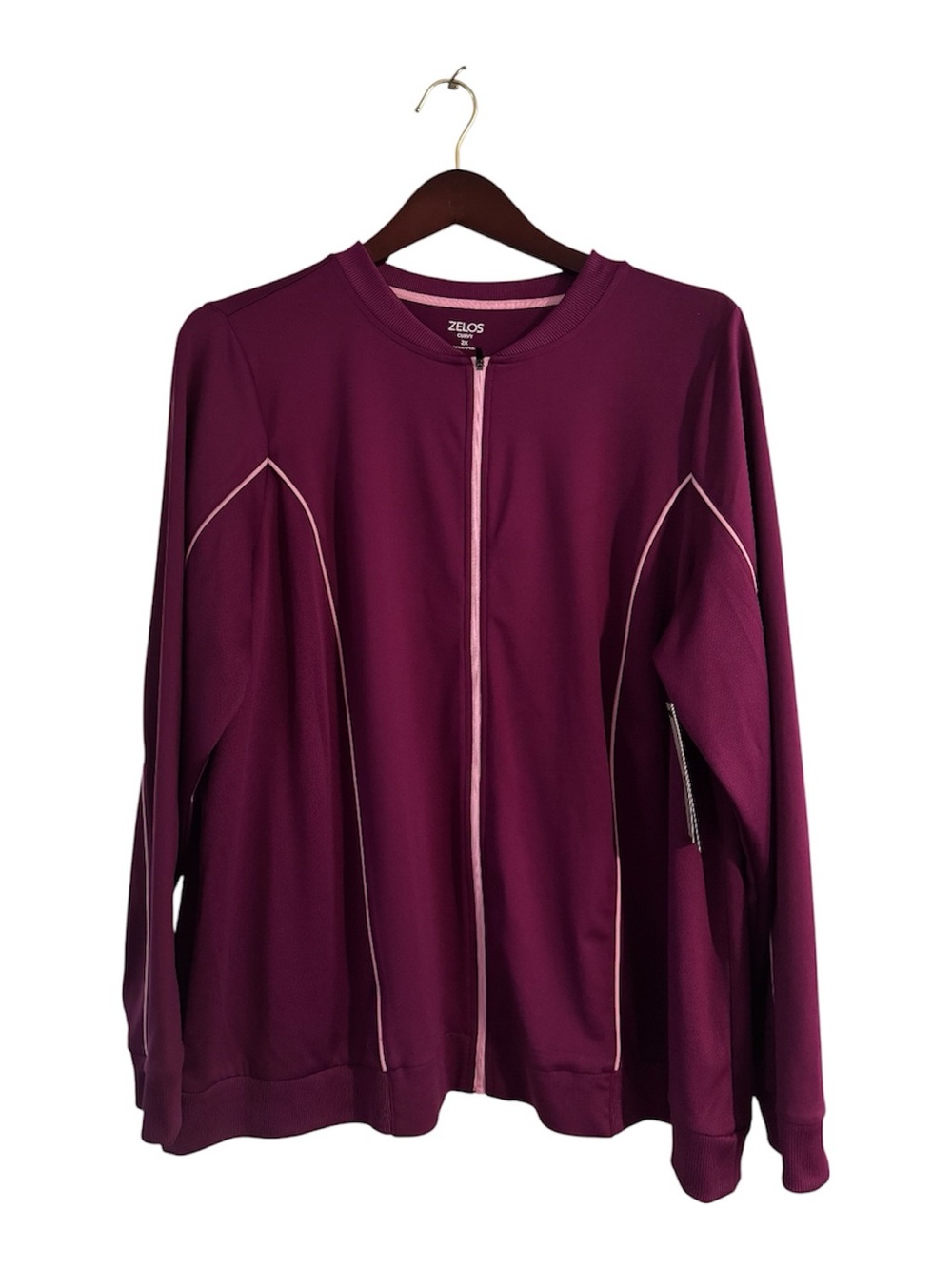 Women's Zelos Plum & Pink Long Sleeve Full Zip Moisture Wicking Jacket 2X